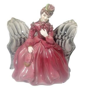 Vintage Thames Japan Porcelain Figurine Victorian Lady Sitting on Tufted Sofa